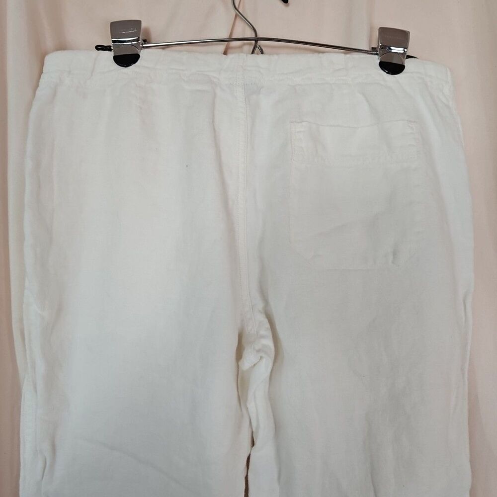 GAP White Linen Cropped Pants Women's Medium Drawstring Pockets Coastal Beach - Picture 5 of 8